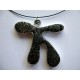 Collier "bonhomme" noir et argent moucheté