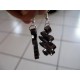 Boucles d'oreilles fil alu plat marron