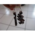Boucles d'oreilles fil alu plat marron