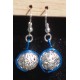 Boucles d'oreilles perle ajourée et fil turquoise