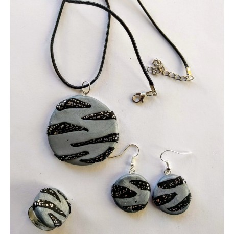 Parure zèbre gris