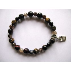 Bracelet en pierres fines (agate) et breloque cadenas