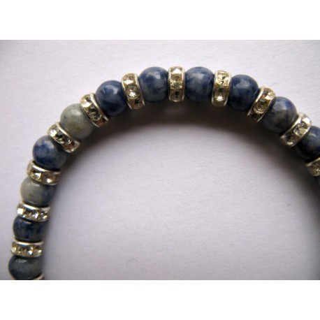 Bracelet en pierres fines (agate bleue)