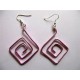 Boucles d'oreilles fil alu rose carré