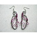 Boucles d'oreilles fil argent et rose