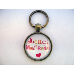 Porte clés merci maîtresse rouge et jaune
