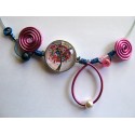 Collier arbre rose et bleu