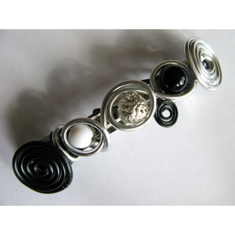 Barrette 78 mm noire et argent