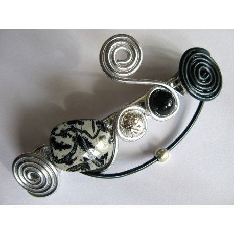 Barrette 100 mm noire et argent