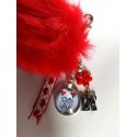 Bijou de sac pompon rouge "amoureux"