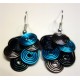 Boucles d'oreilles multitorsades turquoise gris et noir