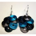 Boucles d'oreilles multitorsades turquoise gris et noir