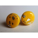 Boucles clous jaune et feuille d'argent