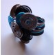 Bague multitorsades turquoise, gris et argent
