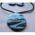 Collier zèbre bleu clair