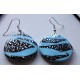 Boucles d'oreilles zèbre bleu clair ou