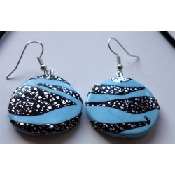 Boucles d'oreilles zèbre bleu clair ou