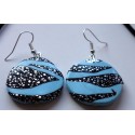 Boucles d'oreilles zèbre bleu clair ou