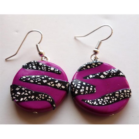 Boucles d'oreilles zèbre fuchsia