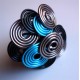 Bague multitorsades turquoise, gris et argent