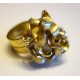 Bague fleur fil alu plat strié