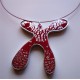 Collier bonhomme rouge feuille d'argent