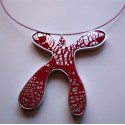 Collier bonhomme rouge feuille d'argent