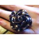 Bague fleur fil alu plat strié