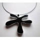 Collier "splash" noir serti alu plat argent