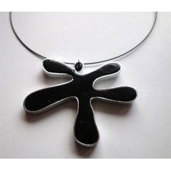 Collier "splash" noir serti alu plat argent